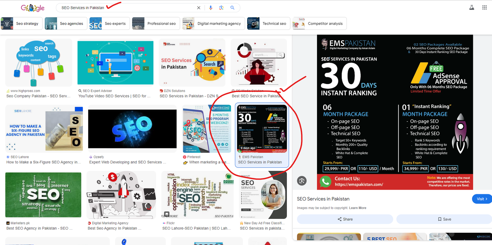 seo service in Pakistan image search